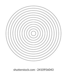 Wheel of life or habits tracker template. Polar grid of 11 concentric circles. Circle diagram divided on segments. Simple blank polar graph paper. Vector illustration.