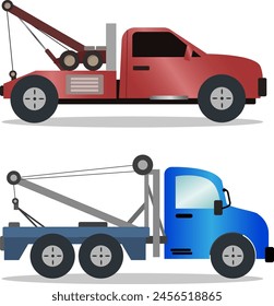 wheel lift tow truck, hook and chains tow truck vector illustration, automotive, transportation concept, technology