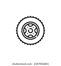 Wheel line icon isolated on white background