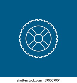 Wheel Line Icon On Blue Background