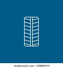 Wheel Line Icon On Blue Background