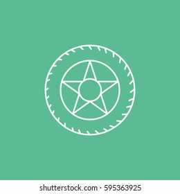 Wheel Line Icon On Green Background