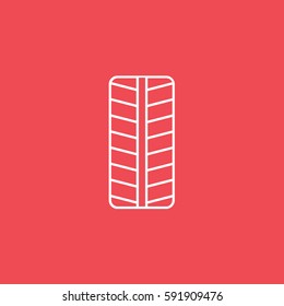 Wheel Line Icon On Red Background