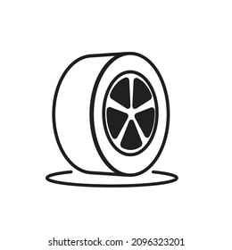 wheel linear icon, minimal car tire symbol symbol or sign, car or truck tire line art