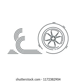 Wheel linear icon - vector minimal car tyre symbol or sign
