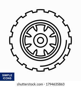 Wheel linear icon - vector minimal car tire symbol or sign