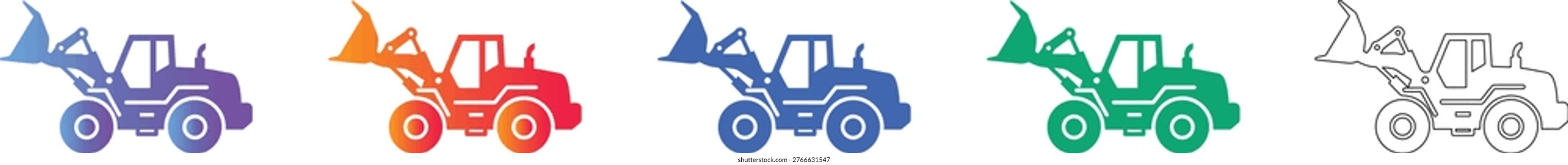Wheel Loader Construction Machinery Icons vol 1906