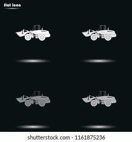 Wheel loader flat grayscale vector icon.