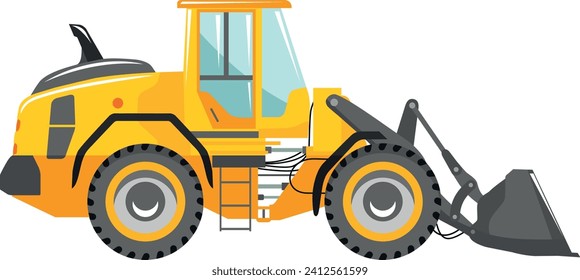 Wheel Loader Icon in Flat Style. Vector Illustration