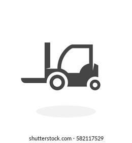Wheel loader icon isolated on white background. Forklift loader vector logo. Flat design style. Modern vector pictogram for web graphics - stock vector