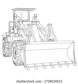 Wheel Loader outline vector. Special machines for the building work.