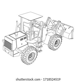 Wheel Loader outline vector. Special machines for the building work.