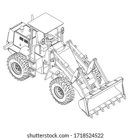 Wheel Loader outline vector. Special machines for the building work.