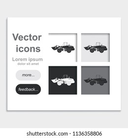 Wheel loader placed on web page template flat vector icon.