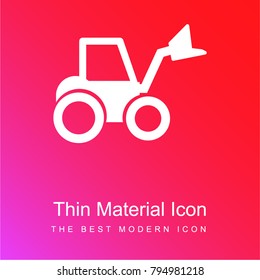 Wheel loader tractor red and pink gradient material white icon minimal design