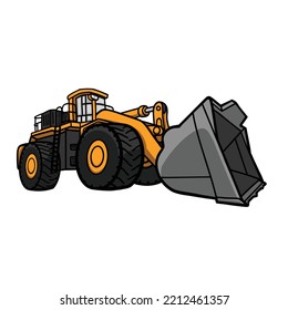 Wheel Loader Vector Illustration for construction and Mining company. Heavy Vehicle equipment template vector illustration for your Icon, Logo, brand.