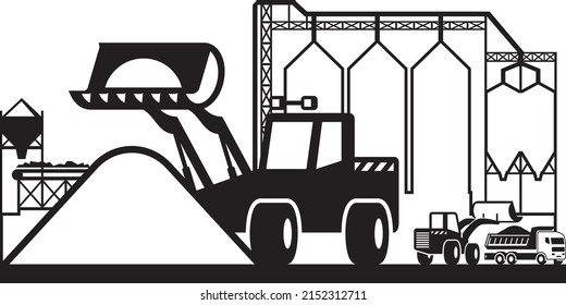Radlader, der auf Steinplatten arbeitet - Vektorgrafik