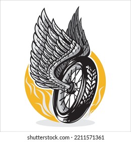 Wheel logo emblem print design vector