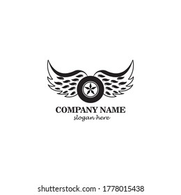 wheel logo illustration of eagle wings design vector