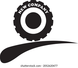 wheel logo on asphalt for transportation symbol