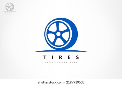 Vector del logotipo de la rueda. Diseño de neumáticos de auto.