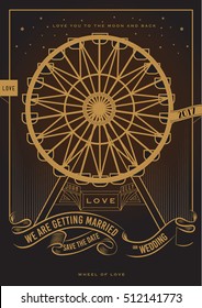 Wheel of love wedding invitation card/ Valentines day proposal card/ Classy wedding card/ Black and Gold colour scheme