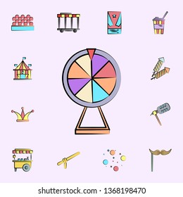 wheel of luck colored icon. Element of colored circus icon for mobile concept and web apps. Color wheel of luck icon can be used for web and mobile on white background
