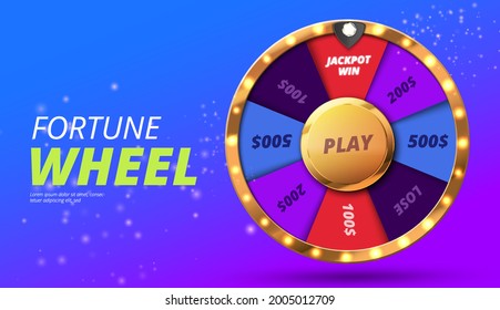 Wheel of luck or fortune banner. Vector illustration. Online casino background. 