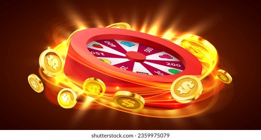 Wheel of luck or fortune. Colorful gambling wheel. Online casino. Banner for internet casino. Big win concept. Vector illustration