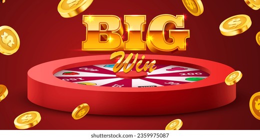 Wheel of luck or fortune. Colorful gambling wheel. Online casino. Banner for internet casino. Big win concept. Vector illustration