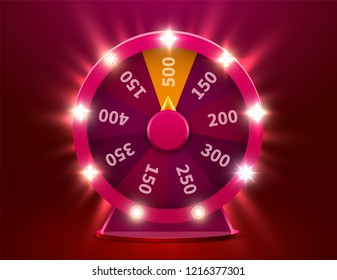 Wheel of luck or fortune. Gamble chance leisure. Colorful gambling wheel. Jackpot prize concept background. Vector Illustration
