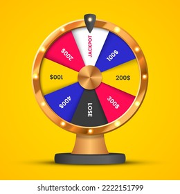 Wheel of luck or fortune illustration. Vector illustration. Online casino background.