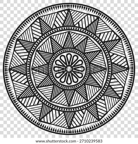 Wheel mandala illustration, intricate patterns for coloring, and creative design projects, vector design
