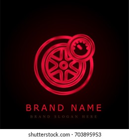 Wheel and Manometer red chromium metallic logo