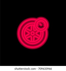 Wheel and Manometer red glowing neon ui ux icon. Glowing sign logo vector