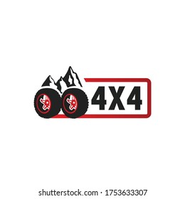 Wheel off road Logo design with mountain in behind