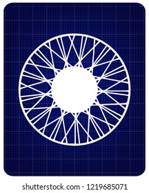 Wheel on a blue background. Drawing