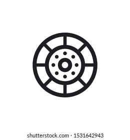 Wheel Outline Icon Vector Symbol Eps