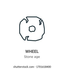 Wheel outline vector icon. Thin line black wheel icon, flat vector simple element illustration from editable stone age concept isolated stroke on white background