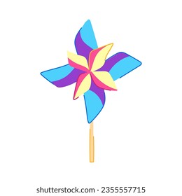 wheel pinwheel toy cartoon. color paper, wind game, child mill wheel pinwheel toy sign. isolated symbol vector illustration