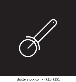 Wheel Pizza Cutter line icon, outline vector sign, linear pictogram isolated on black. logo illustration