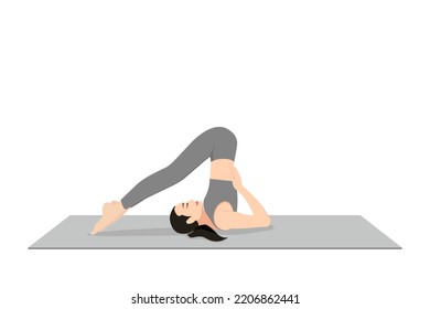 Wheel Pose Flow. Beautiful girl practice Chakrasana Flow. Young attractive woman practicing yoga exercise. working out, black wearing sportswear, grey pants and top, indoor full length, calmness