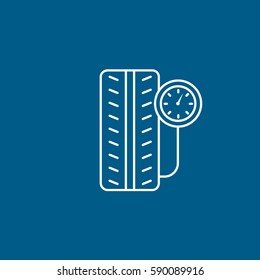 Wheel And Pressure Measuring Line Icon On Blue Background