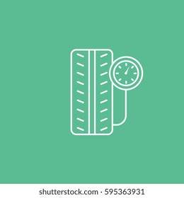 Wheel And Pressure Measuring Line Icon On Green Background