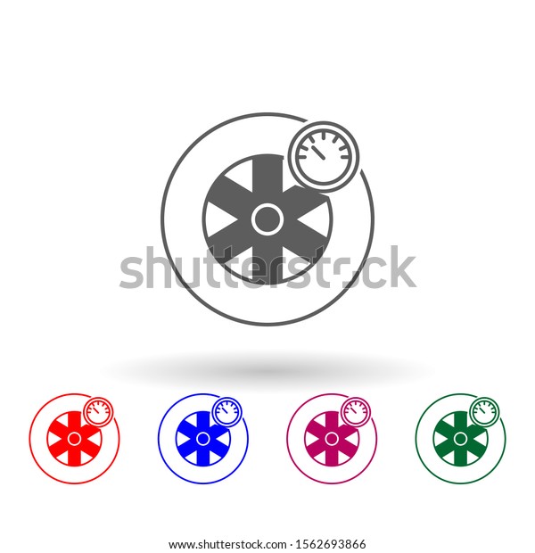 Wheel\
pressure multi color icon. Simple glyph, flat vector of car repear\
icons for ui and ux, website or mobile\
application