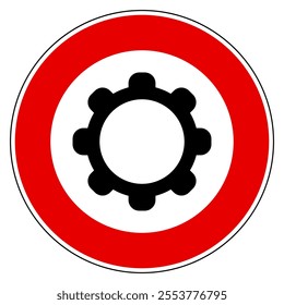 Wheel and prohibition sign on white