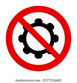Wheel and prohibition sign on white
