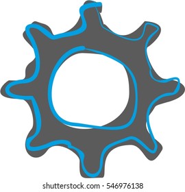 Wheel rack icon, blue and grey, settings symbol