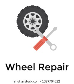 Wheel repair flat icon vector 
