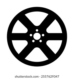 Wheel rim icon solid style transparent